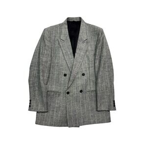 vtg 90s Double Breasted 40R Gray Slubbed Blazer Jacket Sport Suit‎ Coat Silk USA